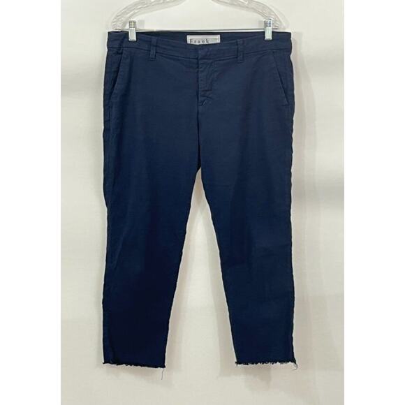FRANK & EILEEN Sz 10 Navy Blue Wicklow Performance Linen Blend Crop Pants - Picture 6 of 8
